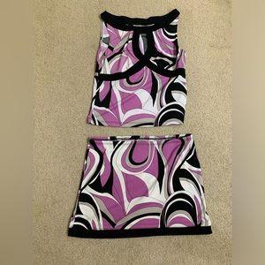 Heart Soul M/L 2 Piece Skirt Top Purple White Black Spring Summer Career Casual